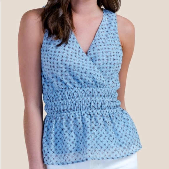 Francesca's Collections Tops - NWT MIAMI Floral Baby Blue Peplum Floral Blouse Tank